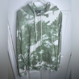 True Religion Olive and White Tie-Dye Hoodie